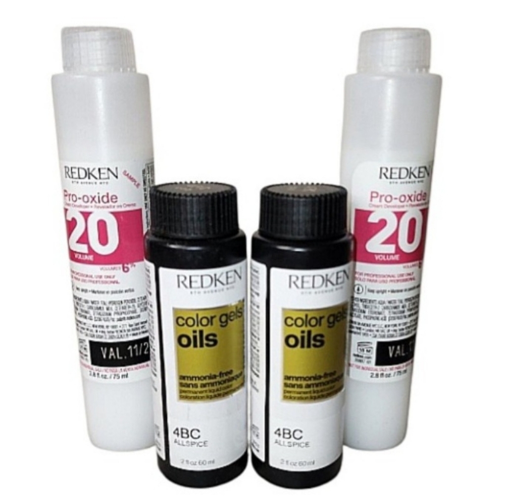 New! 2 Redken Color Gels Oils color 4BC "Allspice" with 20 vol developer